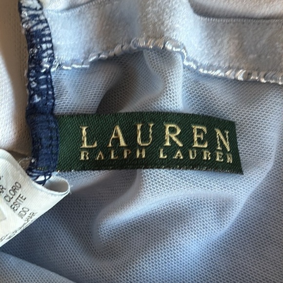 Lauren Ralph Lauren Blue And White Polka Dot Pinup Style Halter Neck Swimsuit - Picture 8 of 9